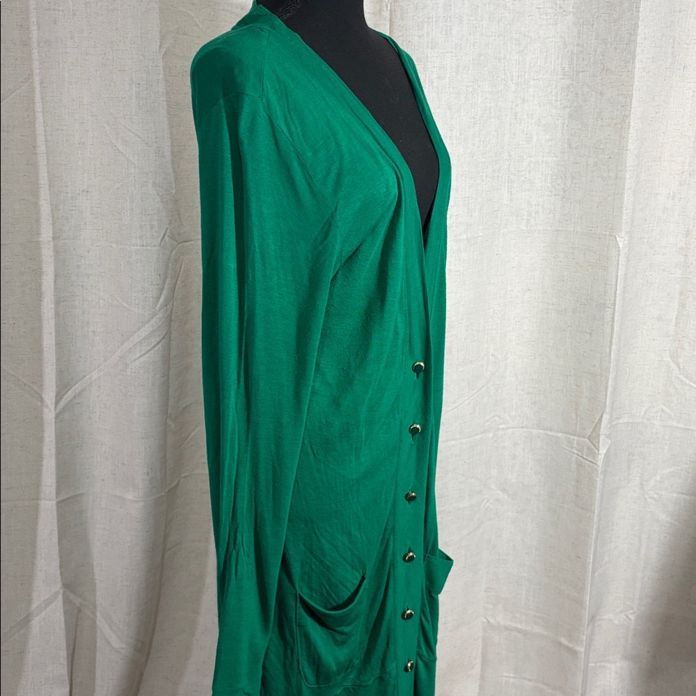 Mossimo Kelly Green Longline Lightweight Button Down Cardigan - Picture 4 of 7